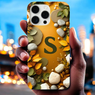 Coques iPhone 16 Pro Max Feuille et pierre rustique