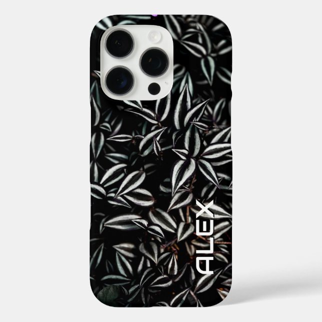 Coques Case-Mate iPhone Feuille foncée avec arêtes blanches (Verso)