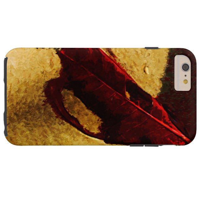 Coques Case-Mate iPhone Feuille rouge sur l'impressionniste d'abrégé sur (Dos Horizontal)