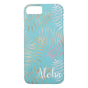 Case-Mate iPhone Case Feuille tropical d'Aqua rose d'or