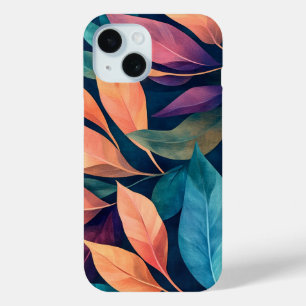 Coque Pour iPhone 15 Feuilles Abstraites Colorées