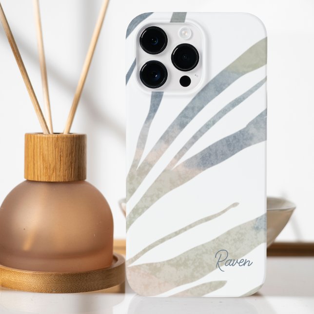 Coques Case-Mate iPhone Feuilles Boho Abstraits avec nom (Créateur téléchargé)