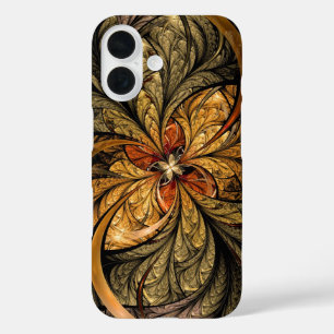 Coque Pour iPhone 16 Feuilles brillantes art fractal abstrait