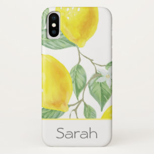 Case-Mate iPhone Case Feuilles d'aquarelle modernes Lemon Monogramme