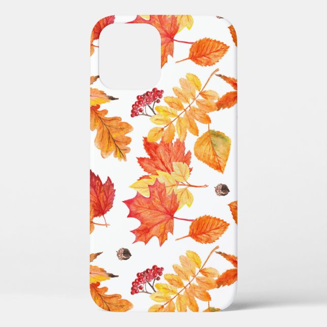 Coques Case-Mate iPhone Feuilles d'aquarelle, motif naturel transparent. (Verso)
