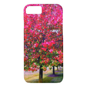 Coques Pour iPhone Feuilles d'automne impressionnistes roses