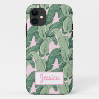 Feuilles de bananes tropicales roses