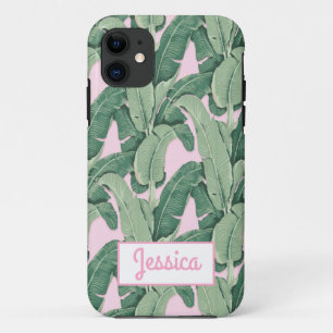 Case-Mate iPhone Case Feuilles de bananes tropicales roses