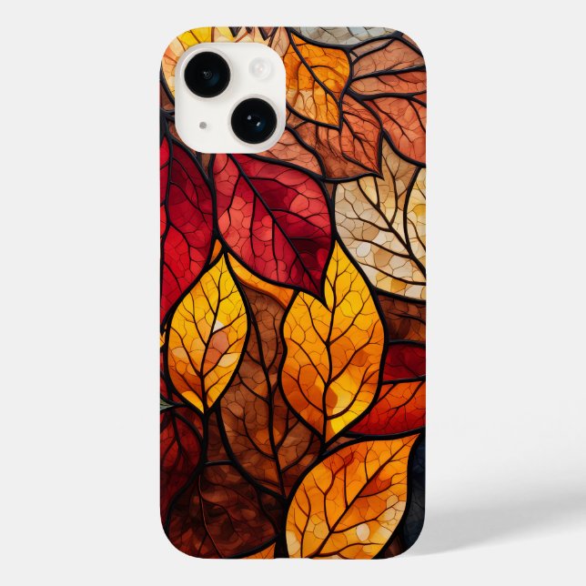 Coques Case-Mate iPhone feuilles de chute en vitrail mignon (Verso)