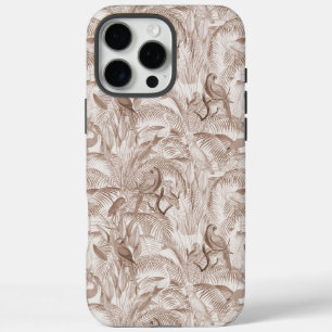 Coques iPhone 16 Pro Max Feuilles de Mocha Mousse et d'oiseaux tropicaux