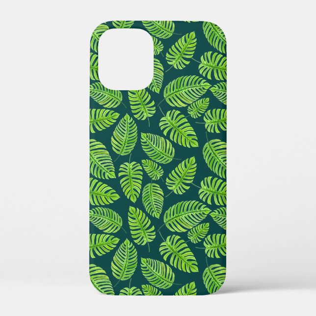 Coques Case-Mate iPhone Feuilles de Monstera, motif d'aquarelle tropicale (Verso)