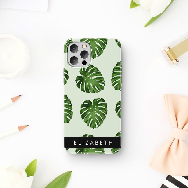 Coques Case-Mate iPhone Feuilles de palme, Motif tropical, Votre nom (Créateur téléchargé)