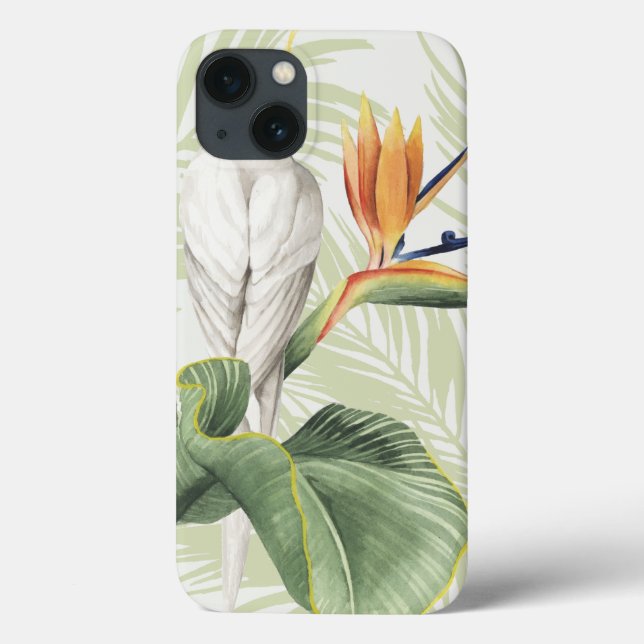 Coques Case-Mate iPhone Feuilles de palmiers à oiseaux blancs (Verso)
