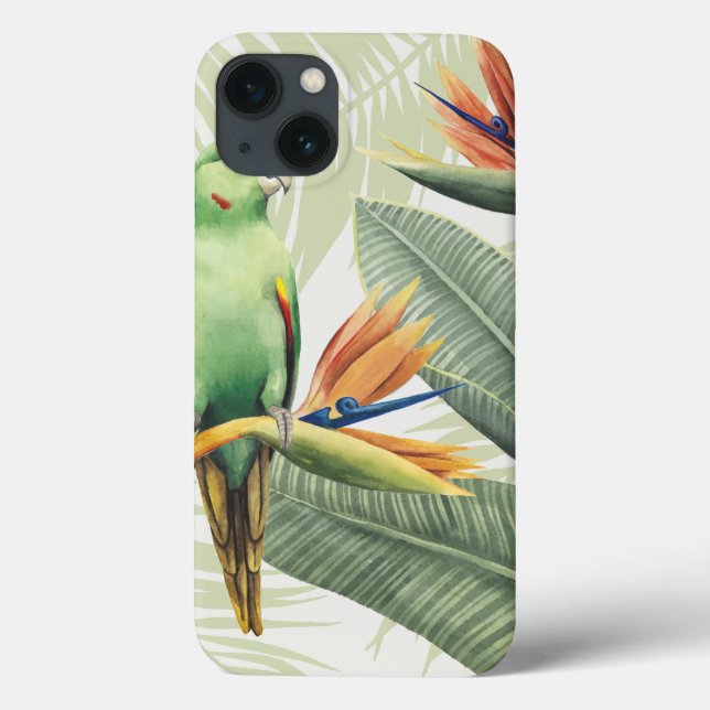 Coques Case-Mate iPhone Feuilles De Palmiers Avec Oiseau Vert (Verso)