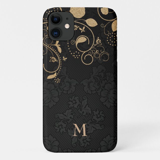 Coques Case-Mate iPhone Feuilles de Parties scintillant d'or (Dos)