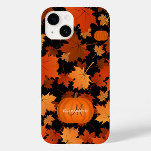 Coque Pour iPhone 14 Feuilles d'érable d'automne et nom de citrouille m