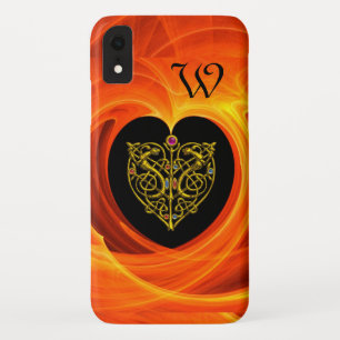 Coque Pour iPhone XR FEUILLES D'OR AVEC POIGNONS CELTIQUES, Jaune Orang