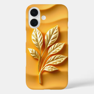 Coque Pour iPhone 16 Feuilles d'or sur Ochre Coque-coque iphone Mate