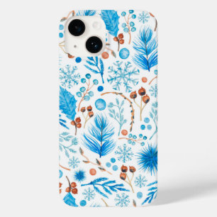 Coque Pour iPhone 14 Feuilles et baies d'hiver modernes