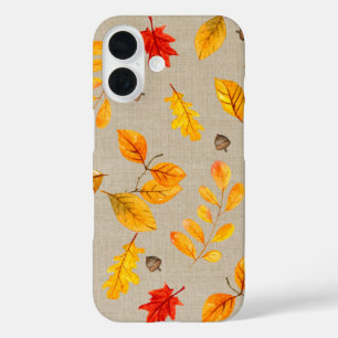 Coque Pour iPhone 16 feuilles et glands