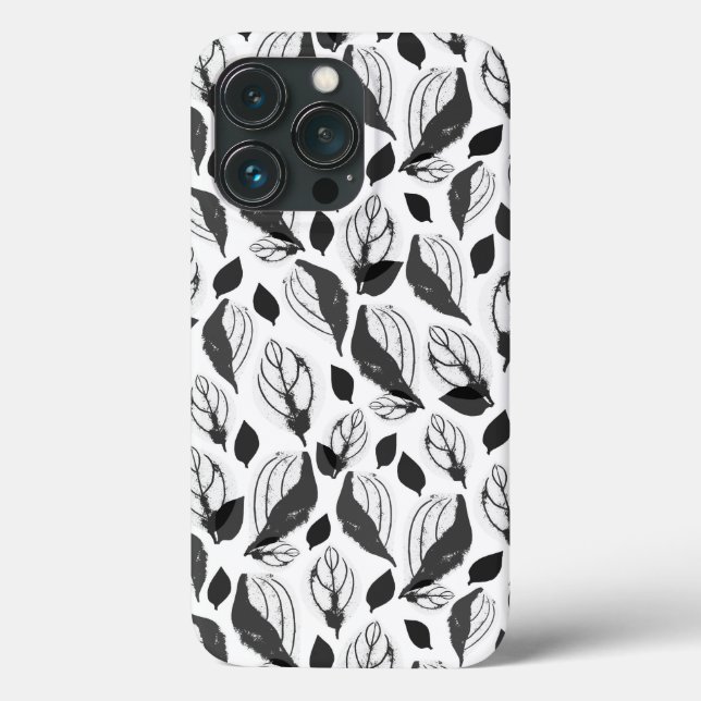 Coques Case-Mate iPhone Feuilles  Herbe Noir et Blanc Motif Plante (Verso)