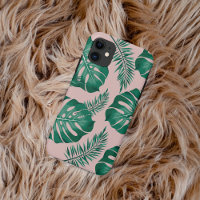 Feuilles Pink & Green Palm sans couture Motif
