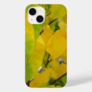 Coque Pour iPhone 14 Feuilles rouges jaunes et verts