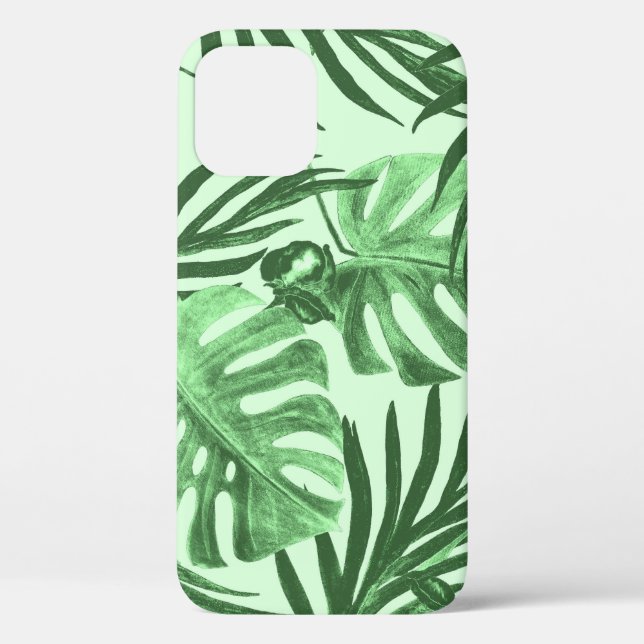 Coques Case-Mate iPhone Feuilles tropicaux et fleurs, motif aquarelle. (Verso)