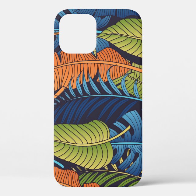 Coques Case-Mate iPhone Feuilles tropicaux, motif sans couture fleurie. (Verso)