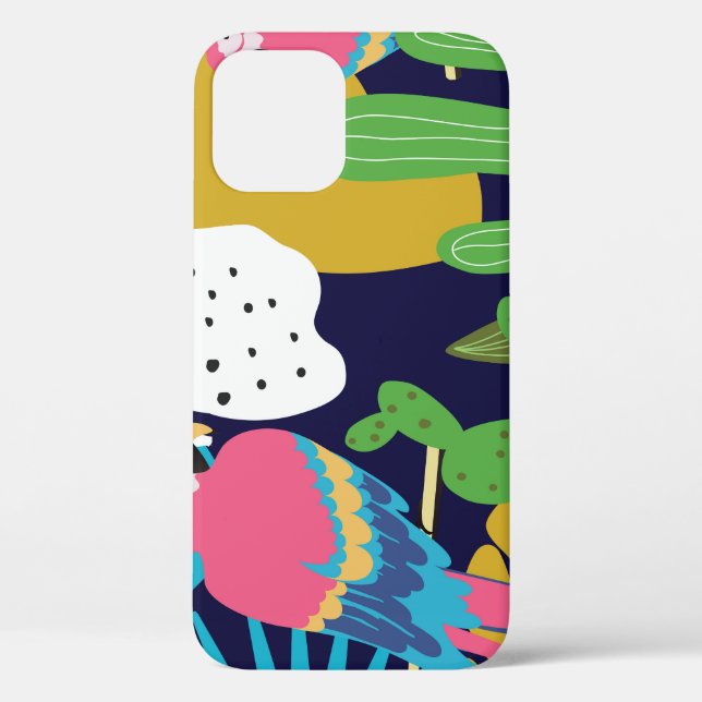Coques Case-Mate iPhone Feuilles tropicaux, perroquets : arrière - plan d' (Verso)