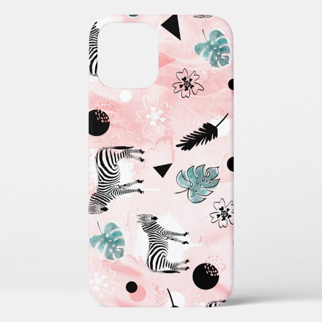 Coques Case-Mate iPhone Feuilles tropicaux Zebras Cravate-Dye Motif (Verso)