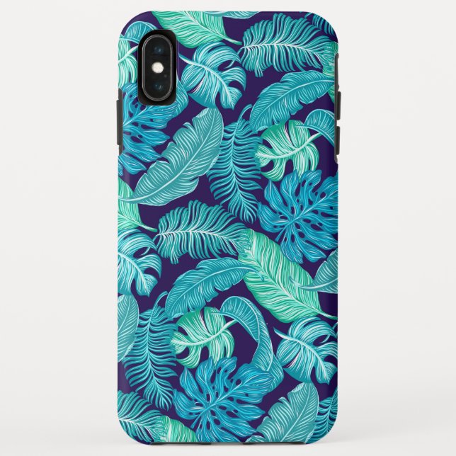 Coques Case-Mate iPhone Feuilles turquoises verts tropicaux hawaïens (Dos)