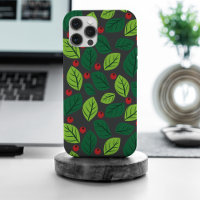 Feuilles Vertes, Baies Rouges, Motif De Feuilles
