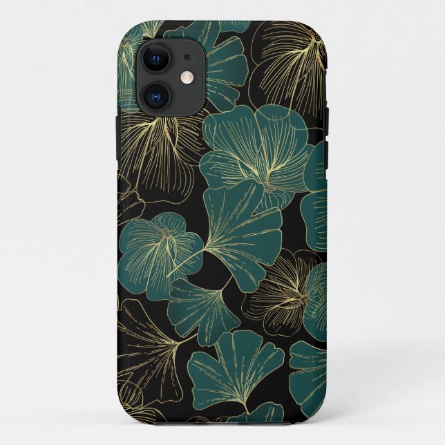 Coques Case-Mate iPhone Feuilles verts or (Dos)