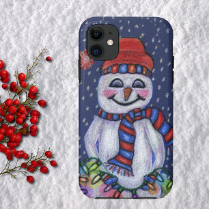 Coques Pour iPhone Feux de Noël Snowman souriant