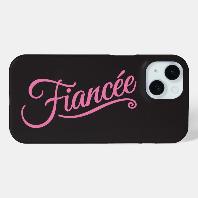 Coques Case-Mate iPhone Fiancée rose sur noir (Verso (horizontal))
