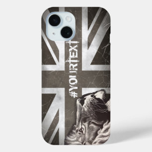 Coque Pour iPhone 15 Fier Lion Union Jack Patriotique Texte Personnalis