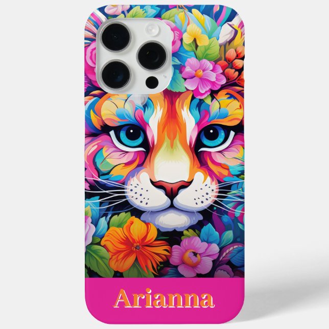 Coques Case-Mate iPhone Fierce Elegance : Personnalisable Art Floral Tiger (Verso)