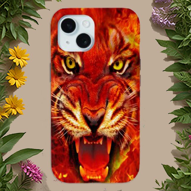 Coques Case-Mate iPhone Fierce Fiery Roaring Tiger Art (Créateur téléchargé)