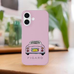 Coque Pour iPhone 16 Figarations Nom Figaro rose Monogramme de voiture