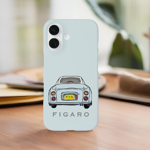 Coque Pour iPhone 16 Figarines Nom Pale Aqua Figaro Voiture Monogramme