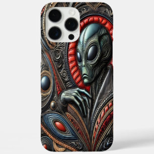 Coques iPhone 16 Pro Max Figure Alien Au Milieu Des Designs Cosmiques