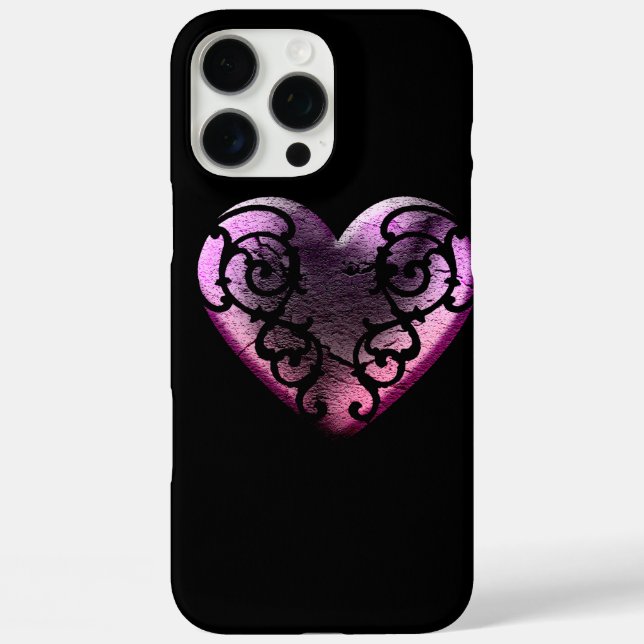 Coques Case-Mate iPhone Filigree Goth Coeur rose (Verso)