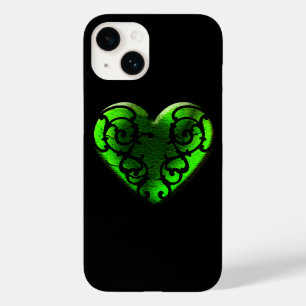 Coque Pour iPhone 14 Filigree Goth Green Heart