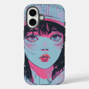 Coque Pour iPhone 16 Fille Anime Pastel en Bonnet d'Art
