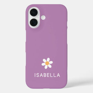 Coque Pour iPhone 16 Fille au nom moderne minimaliste Fleur de margueri