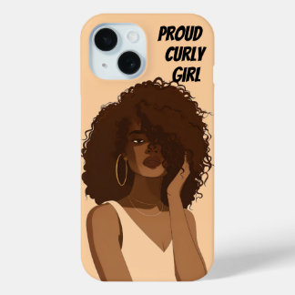 COQUE POUR iPhone 15 FILLE AUX CHEVEUX BOUCLES FIÈRE