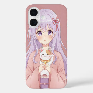 Coque Pour iPhone 16 Fille avec Maneki-Neko par Natasha Us