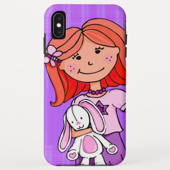 Coques Case-Mate iPhone Fille avec un lapin de jouet doux et cheveux rouge (Dos)