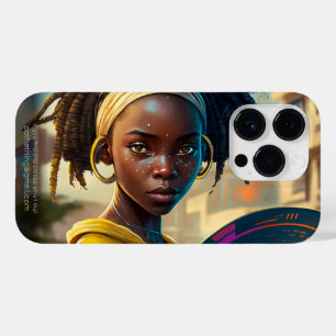 Coque Pour iPhone 14 Pro Fille avec une frisbee dans une ville de l'avenir